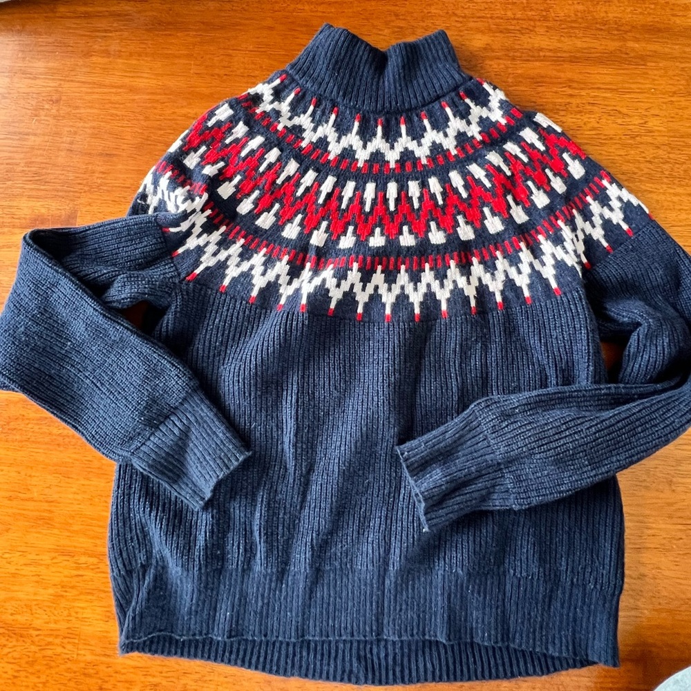 J. Crew Navy Knit with Red and White Accents